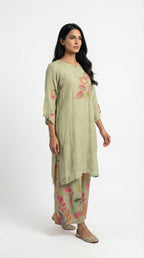 Sage Green Floral Printed Cord Set | Rosio House