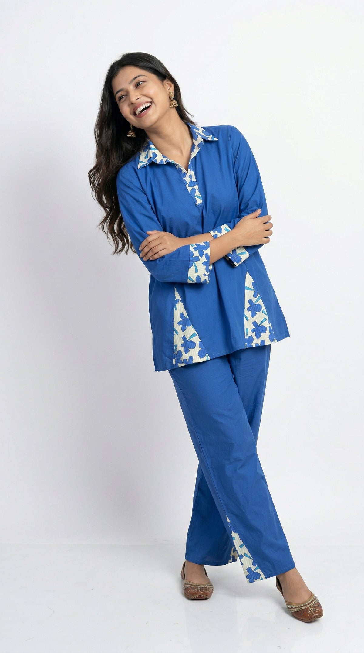 Royal Blue Printed Cotton Co-ord Set | Casual & Stylish | Rosio House