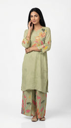 Sage Green Floral Printed Cord Set | Rosio House