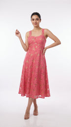 Rose Pink Flower Lace Dress - Rosio House