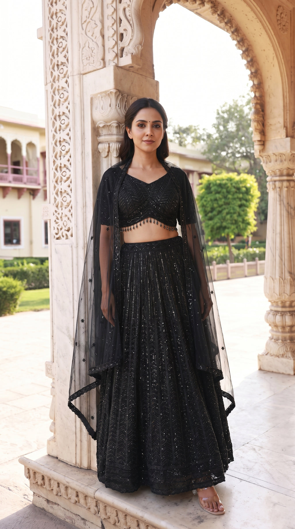 Black Handwork Lehenga | Rosio House