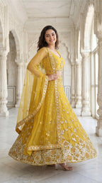 Yellow Handwork Lehenga Choli Set for Haldi | Rosio House