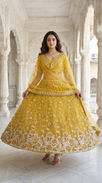 Yellow Handwork Lehenga Choli Set for Haldi | Rosio House