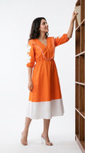 Side view of the Orange Dress, featuring Cotton by Rosio House — ideal for Brunch