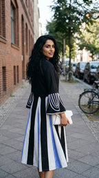 Flowy Pure Cotton Paneled Midi Shirt Dress | Rosio House