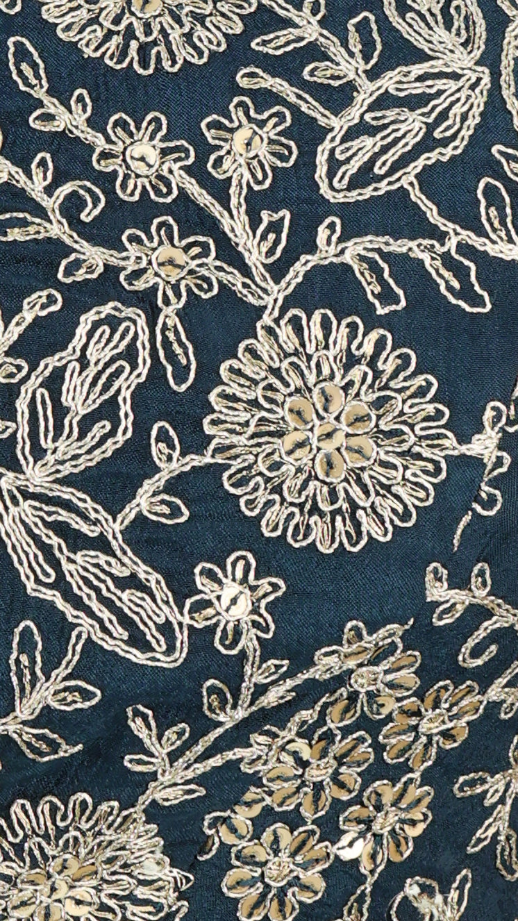 Teal Zari Handwork Draped Skirt Set | Indo-western | Rosio House