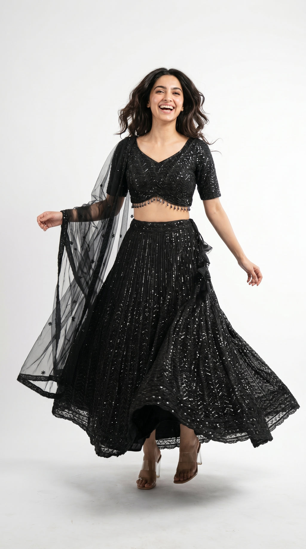 Black Handwork Lehenga | Rosio House