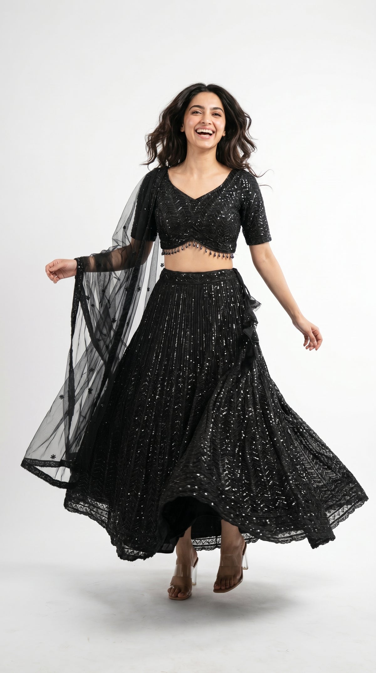 Black Handwork Lehenga | Rosio House