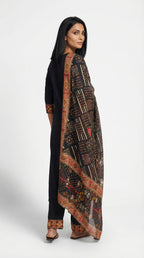 Black Printed Suit with Dupatta | Rosio House