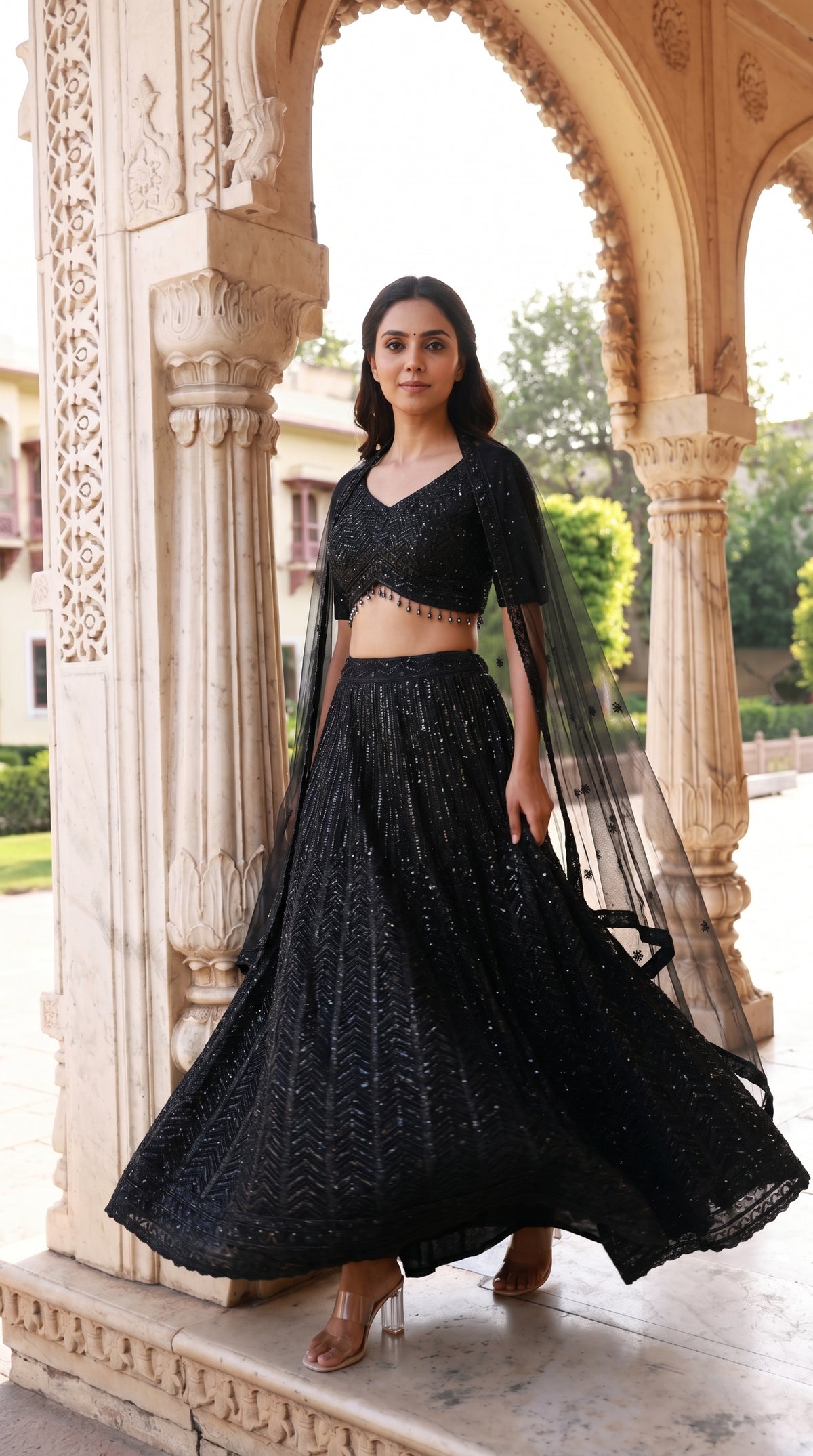 Black Handwork Lehenga | Rosio House