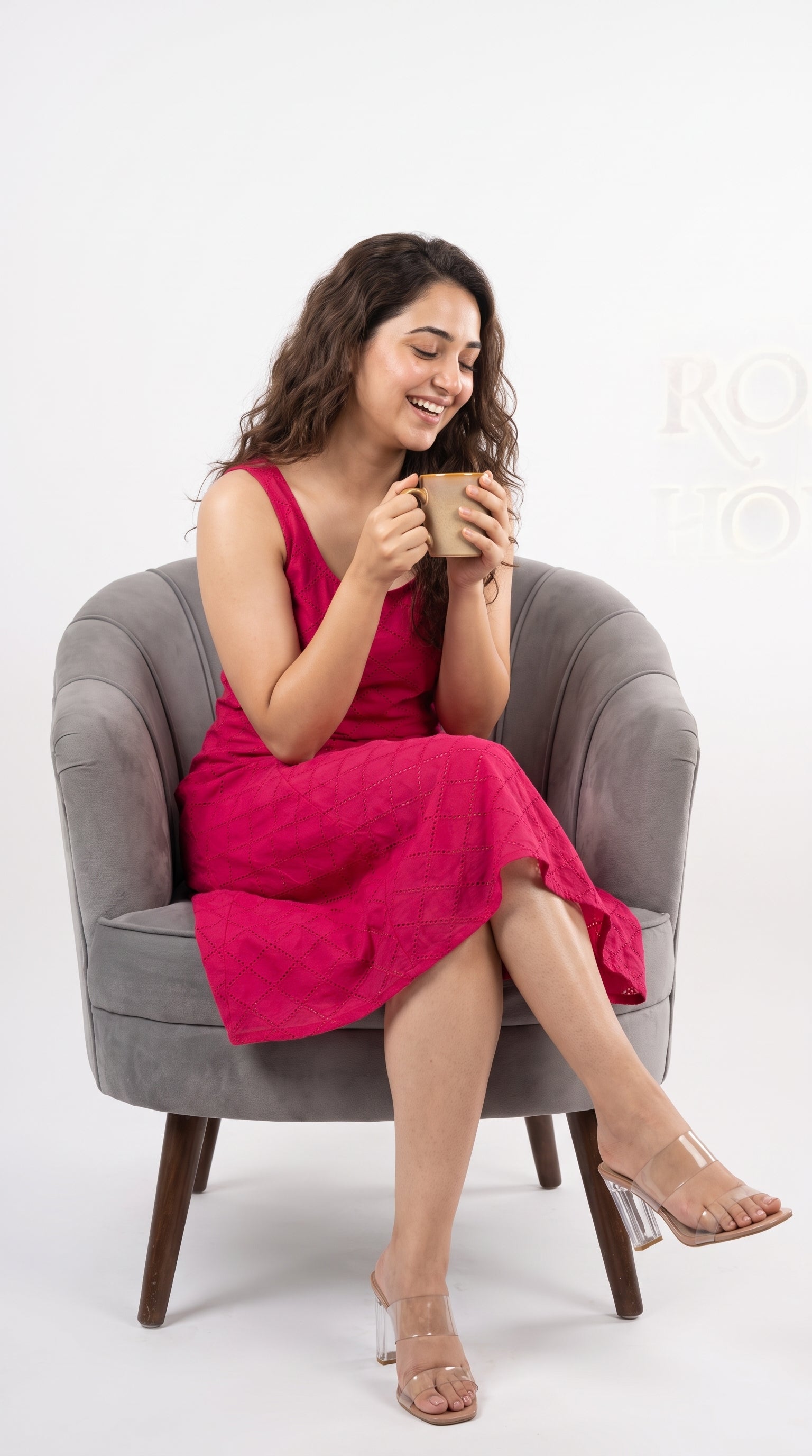 Red Cotton Midi Dress