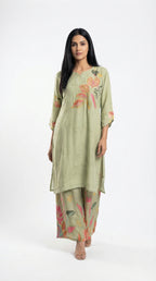 Sage Green Floral Printed Cord Set | Rosio House