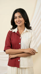 Two-Tone Cotton Cord Set with Schiffli Lace | Rosio House