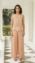 Beige Floral Cutwork Co-ord Set | Rosio House