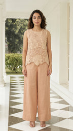 Beige Floral Cutwork Co-ord Set | Rosio House