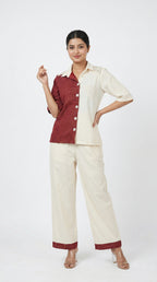 Two-Tone Cotton Cord Set with Schiffli Lace | Rosio House