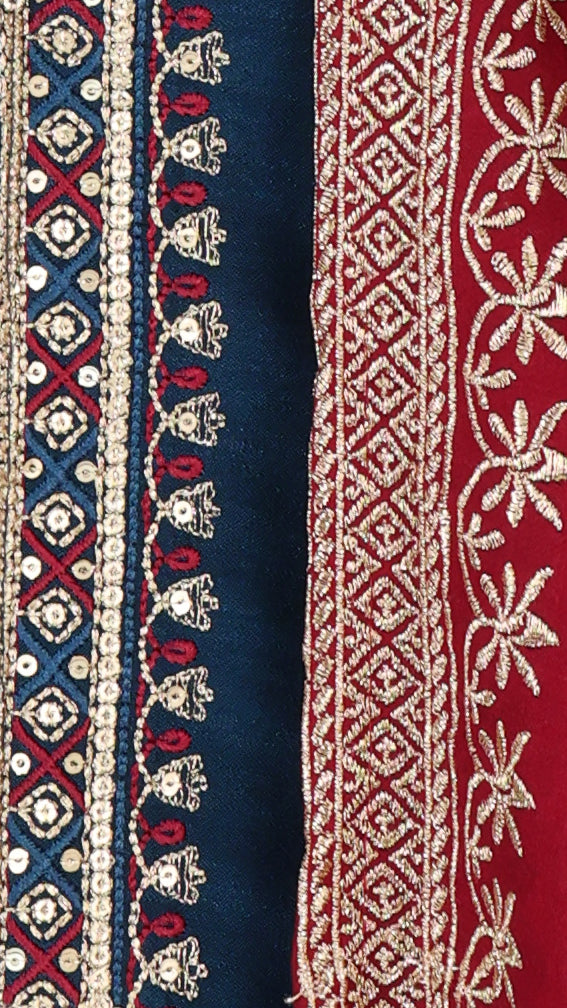 Teal Anarkali Suit with Maroon Dupatta | Embroidered Ethnic Wear | Rosio House