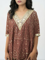 Rust Georgette Mirror & Foil Print Co-ord Set