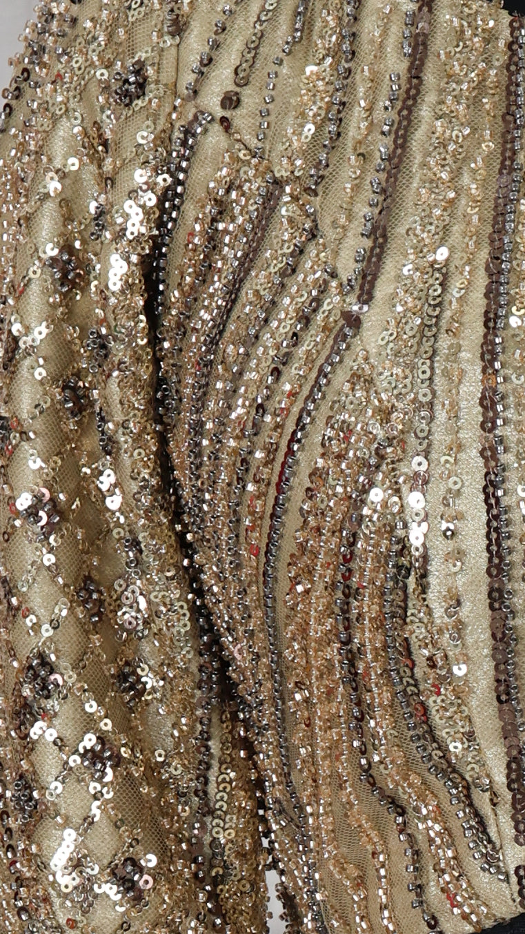 Golden blouse handwork for golden drape saaree