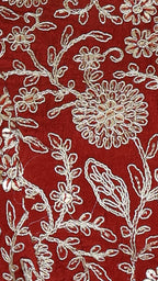 Ruby Red Georgette Drape Saree with Embroidered Blouse | Rosio House