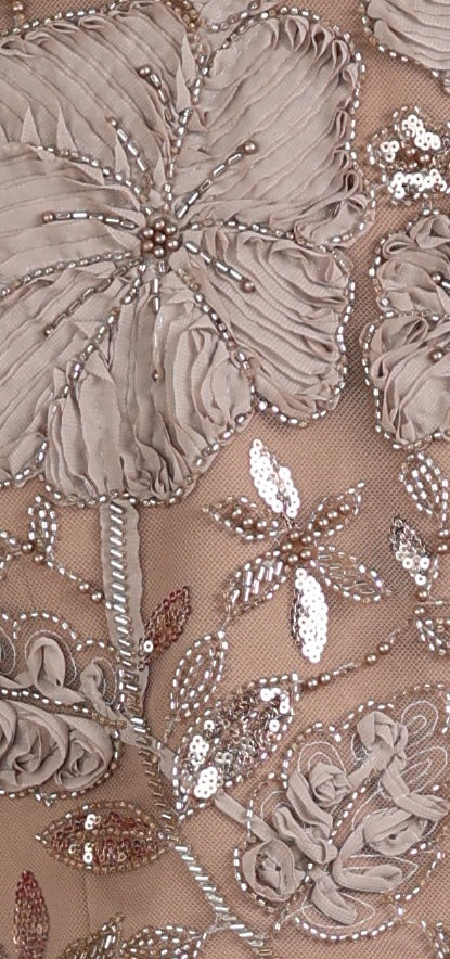 Champagne Beige Indo-Western Drape Skirt Set with Embroidered Short Jacket | Rosio House