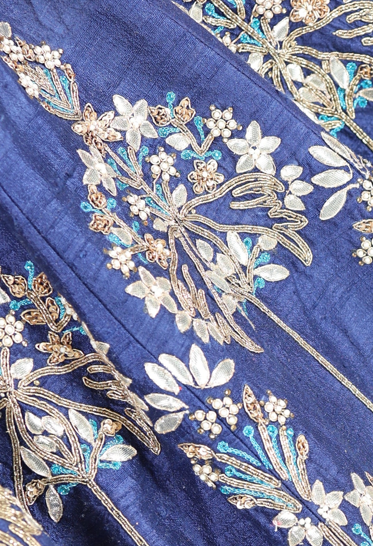 Royal Blue Silk Lehenga with Handwork and Zari Work | Rosio House
