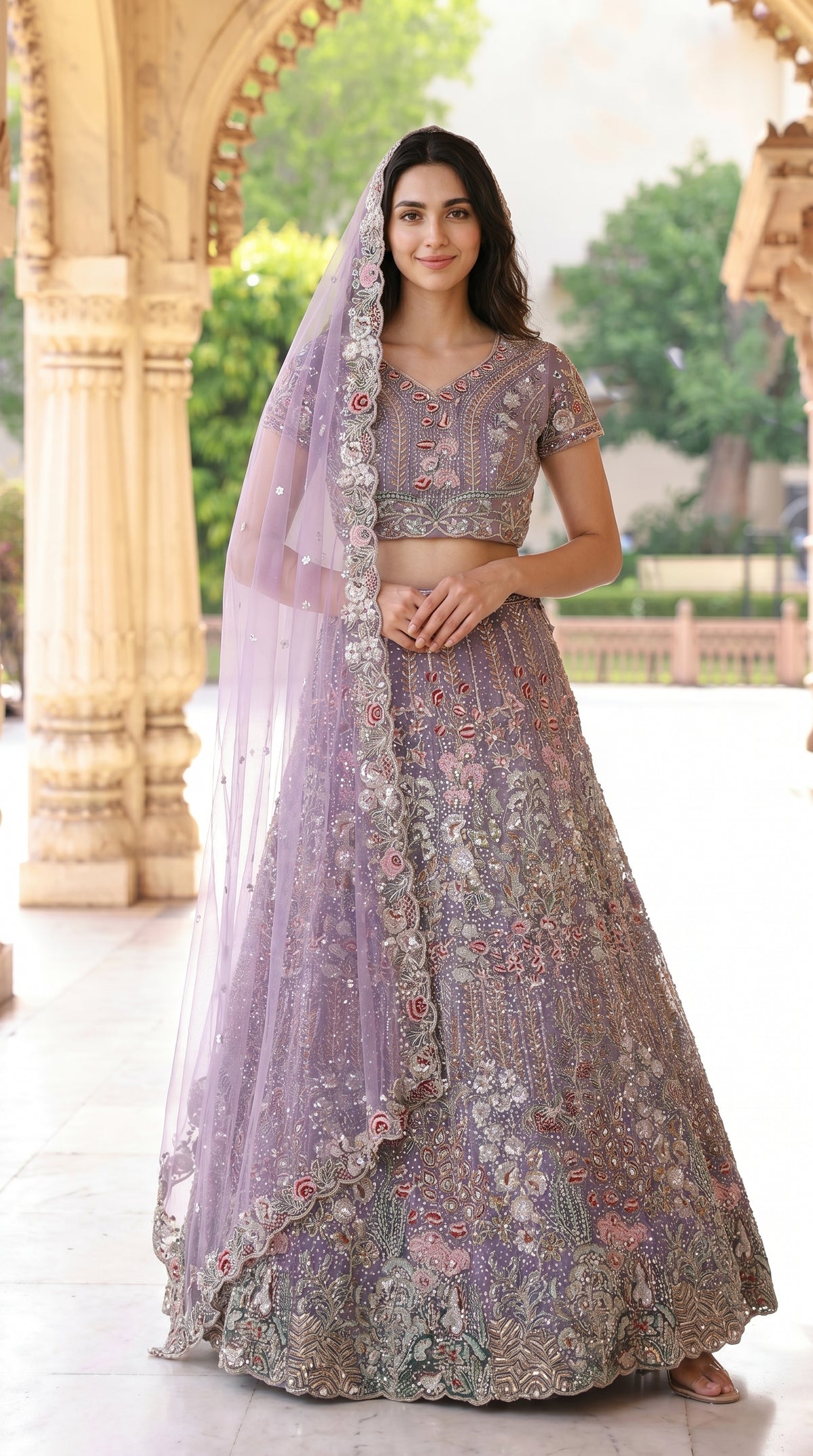 Lavender Full Handwork Lehenga - Designer Bridal & Party Wear