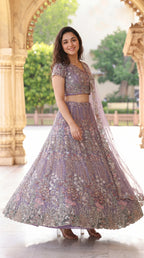 Lavender Full Handwork Lehenga - Designer Bridal & Party Wear