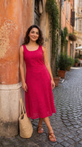 Red Cotton Midi Dress