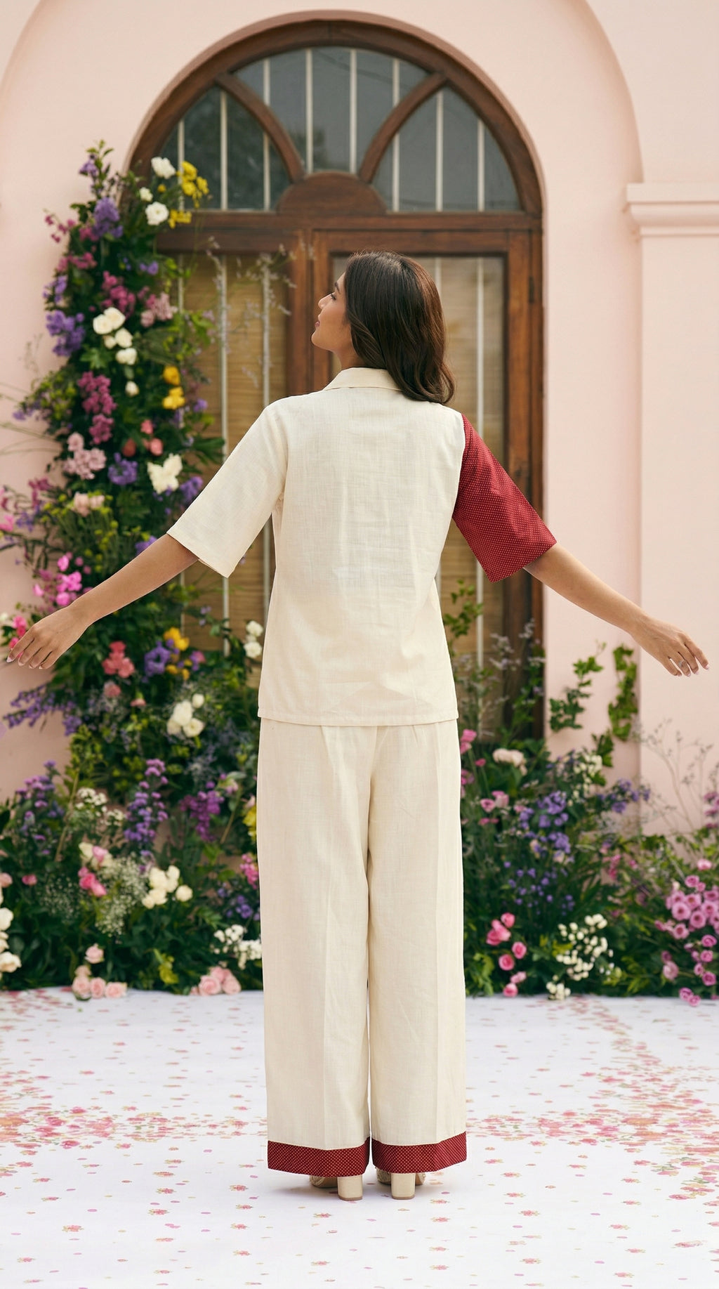 Two-Tone Cotton Cord Set with Schiffli Lace | Rosio House