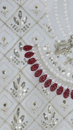 Ivory Sequence Palazzo Suit with Maroon Dupatta | Rosio House