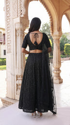 Black Handwork Lehenga | Rosio House