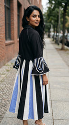 Flowy Pure Cotton Paneled Midi Shirt Dress | Rosio House