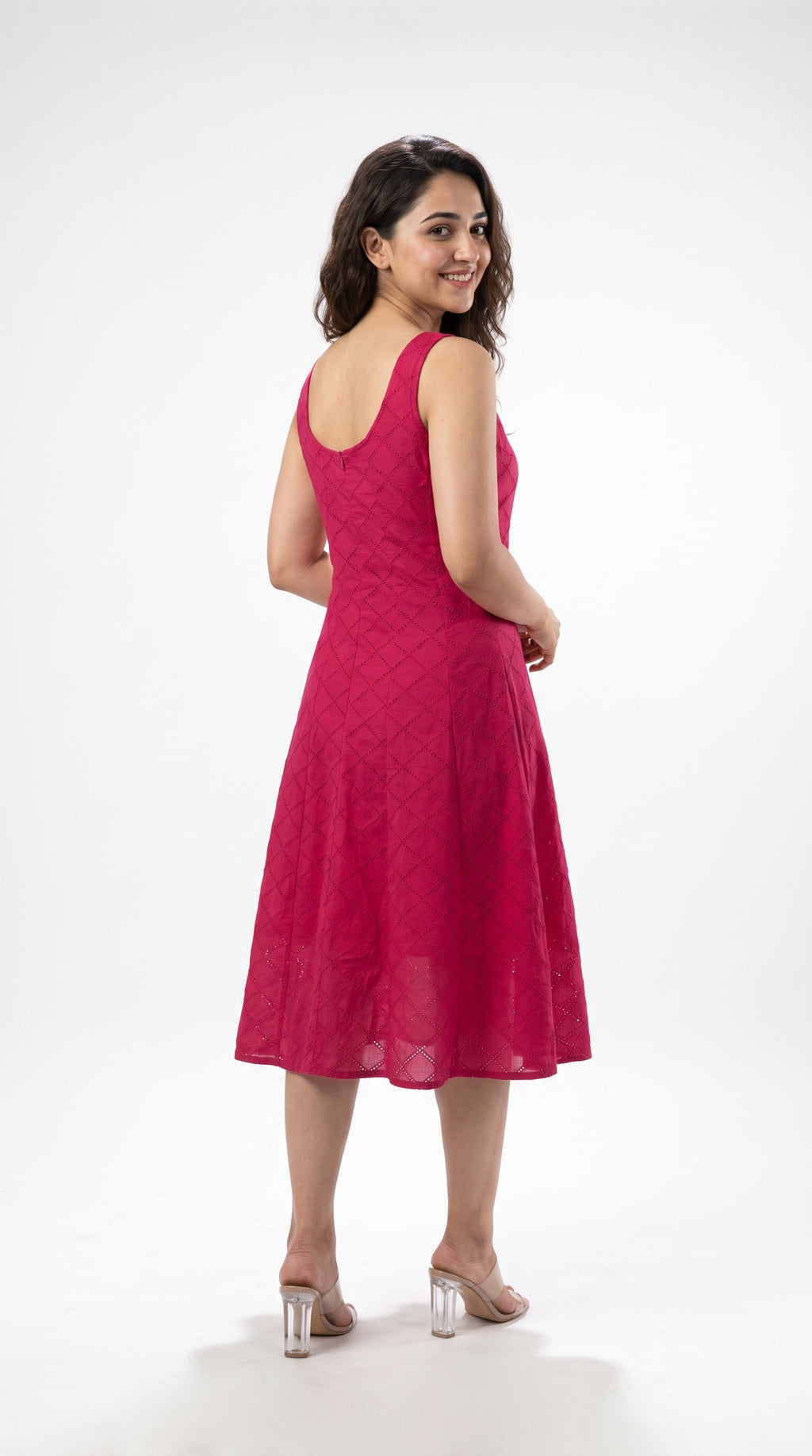 Red Cotton Midi Dress