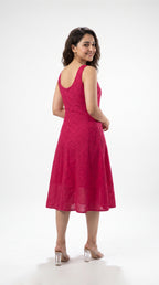 Red Cotton Midi Dress