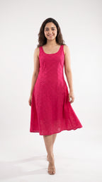 Red Cotton Midi Dress