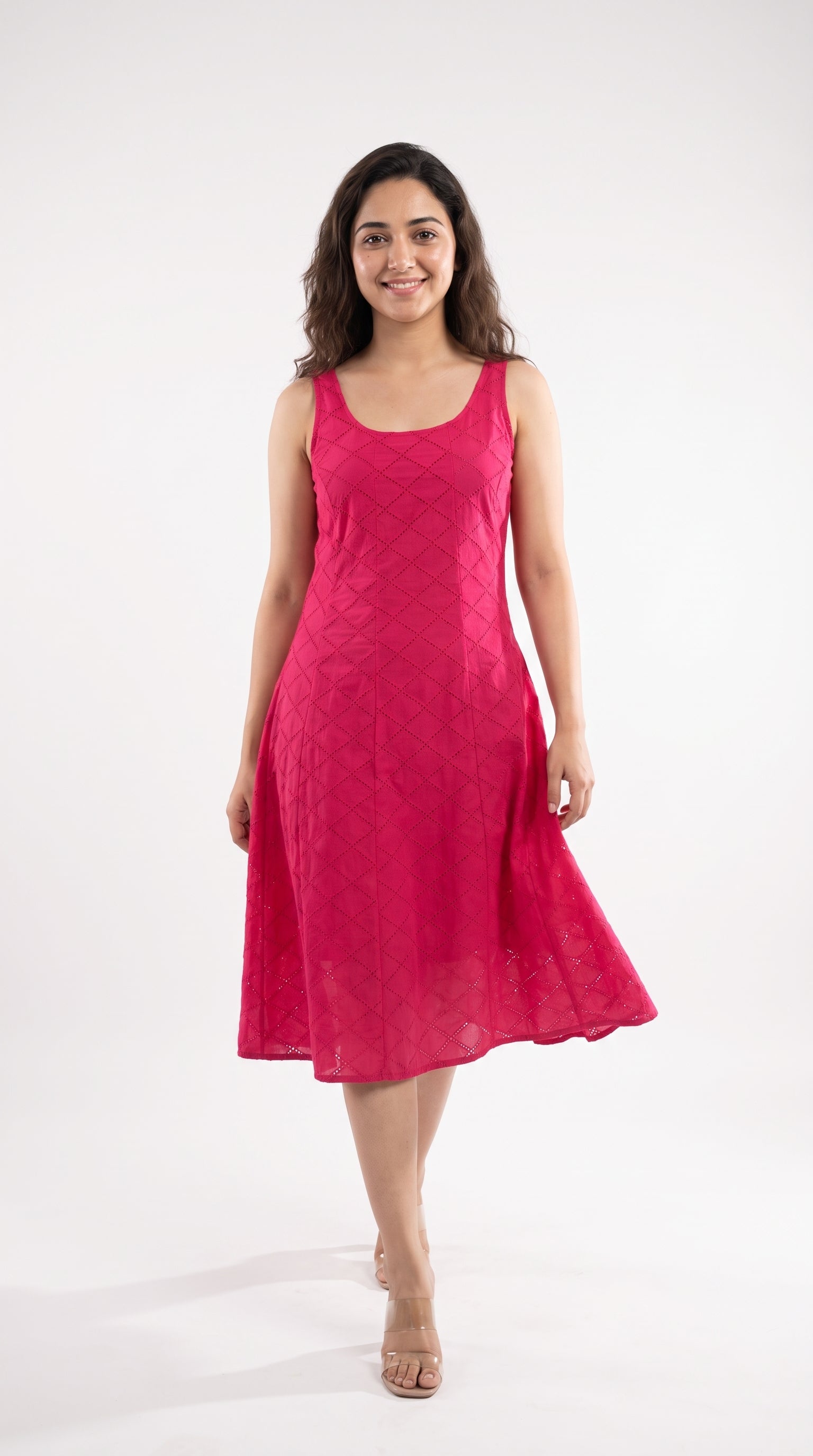 Red Cotton Midi Dress