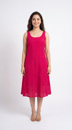 Red Cotton Midi Dress