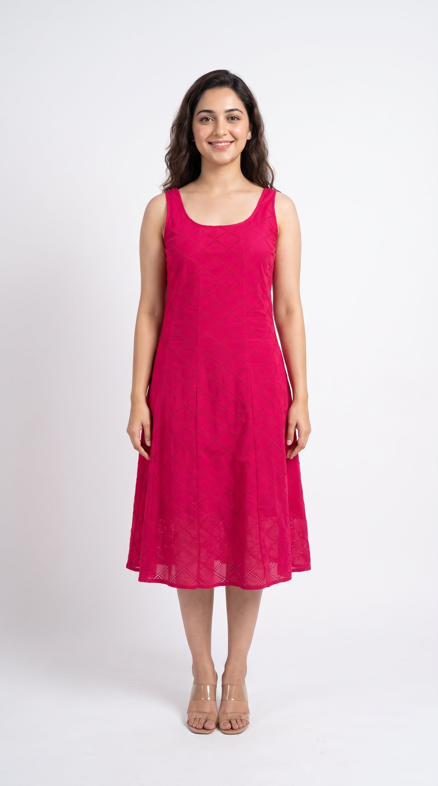 Red Cotton Midi Dress