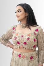 Beige with Multi-Color Zari Handwork Designer Lehenga