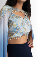 Blue Azure Dream Ombré Cape & Palazzo Indo Western