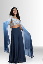 Blue Azure Dream Ombré Cape & Palazzo Indo Western