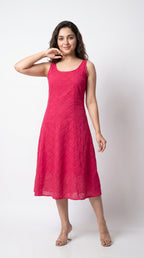 Red Cotton Midi Dress