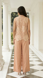 Beige Floral Cutwork Co-ord Set | Rosio House