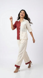 Two-Tone Cotton Cord Set with Schiffli Lace | Rosio House