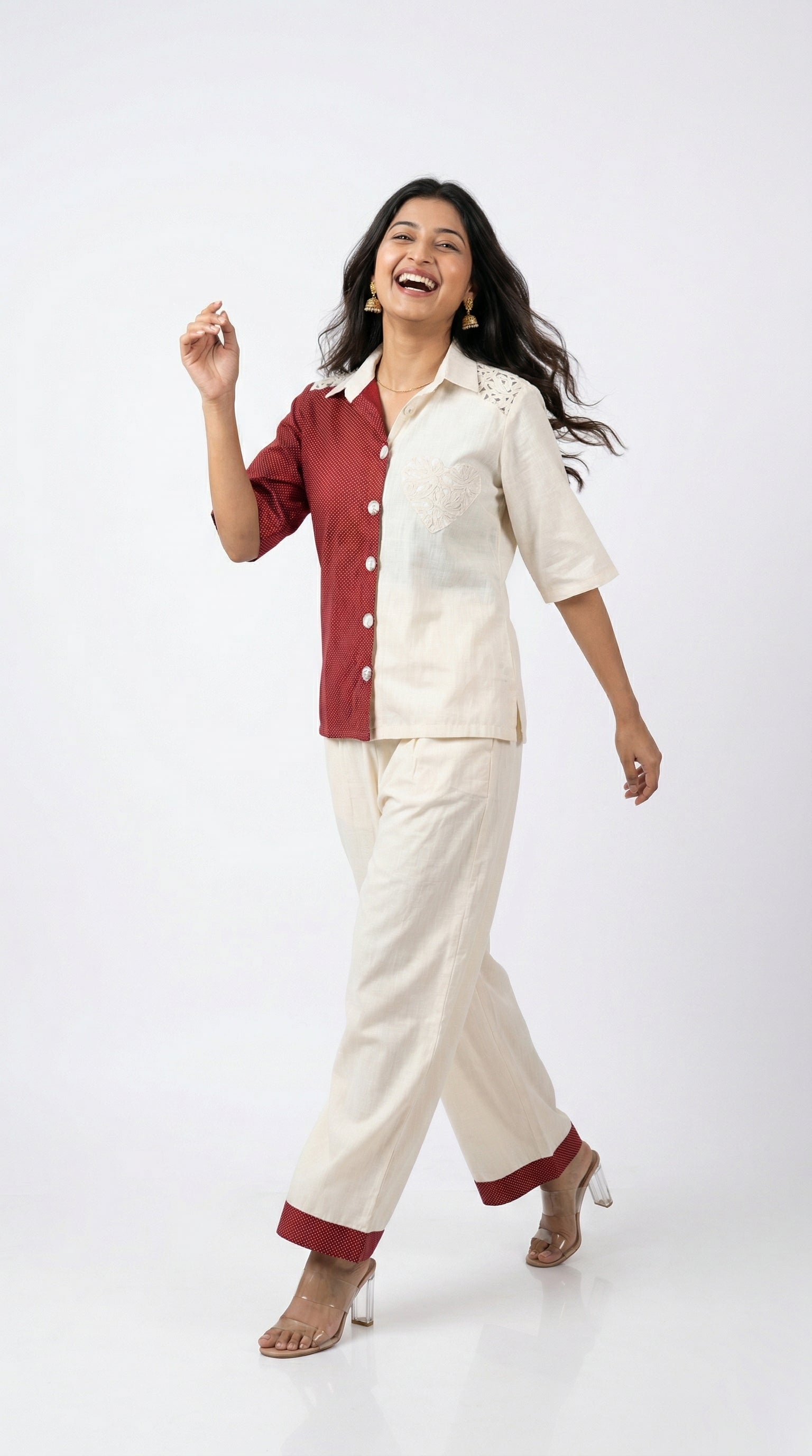 Two-Tone Cotton Cord Set with Schiffli Lace | Rosio House