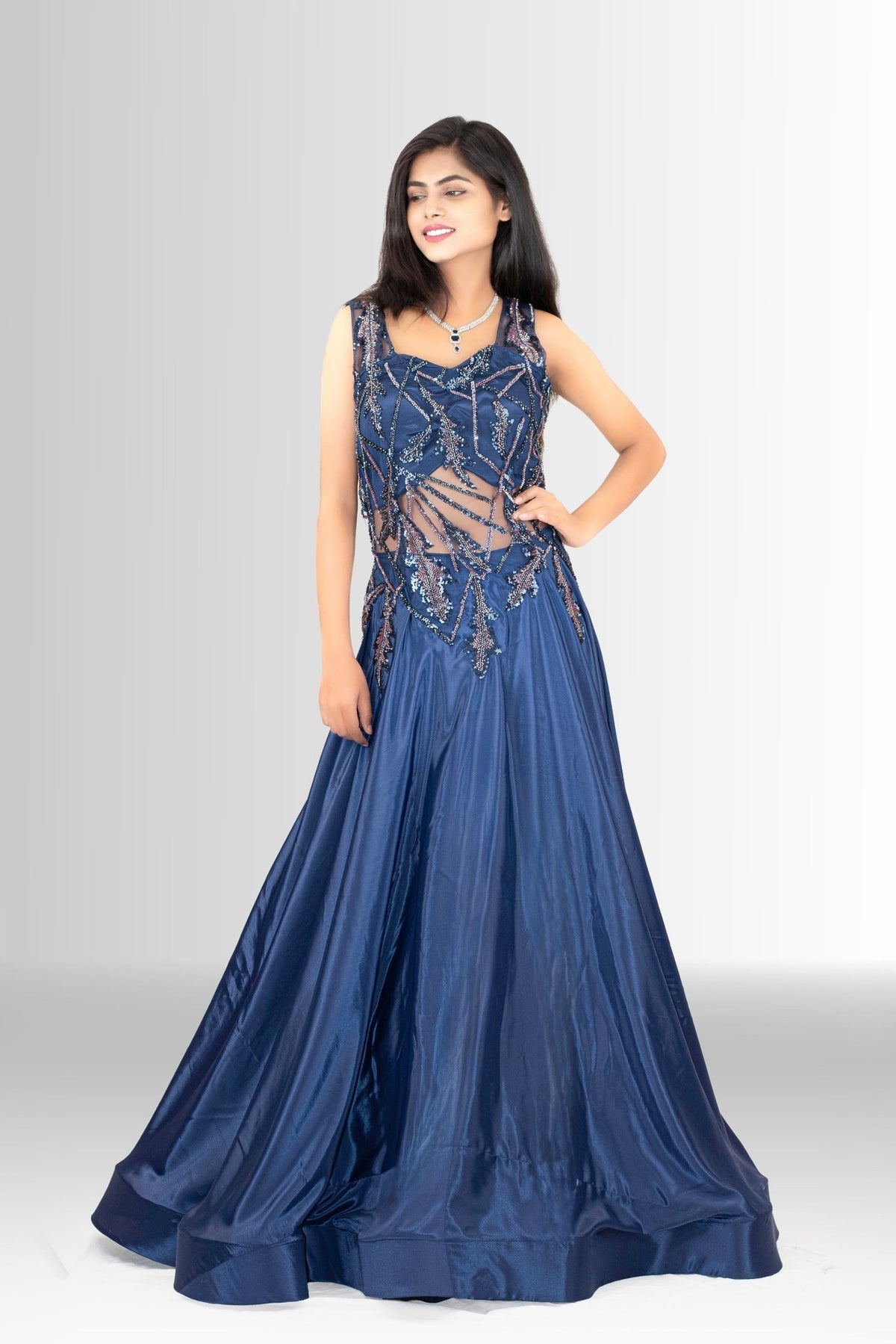 Navy Blue Party Gown for Women – Rosio House