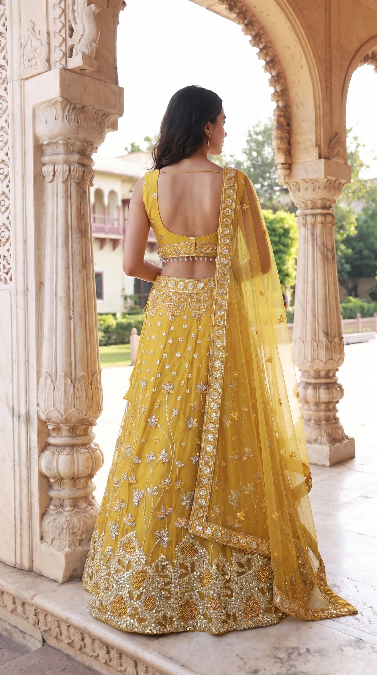 Yellow Handwork Lehenga Choli Set for Haldi | Rosio House