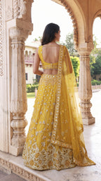 Yellow Handwork Lehenga Choli Set for Haldi | Rosio House