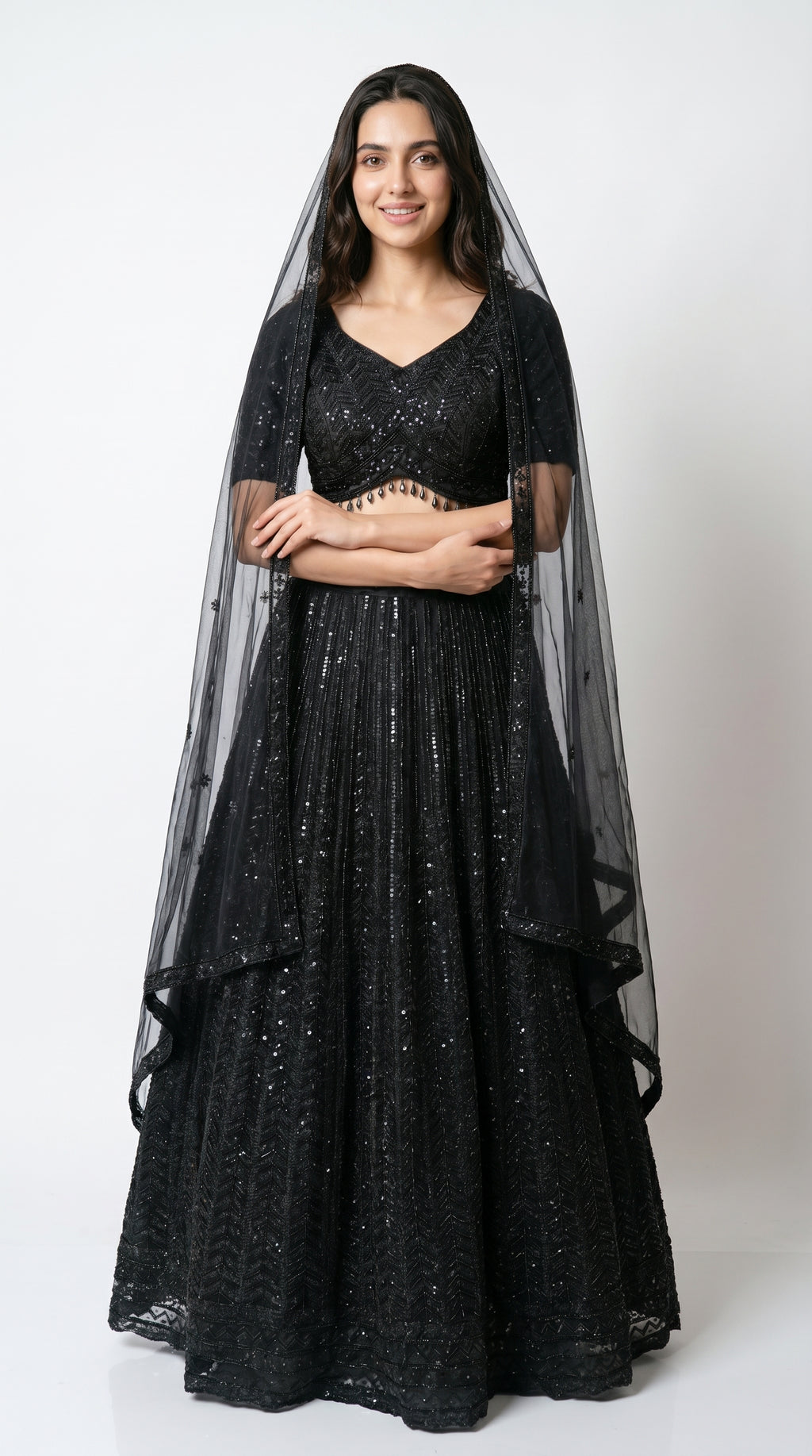 Black Handwork Lehenga | Rosio House